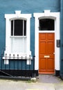 Typical British house with colorful red door in Bristol Royalty Free Stock Photo