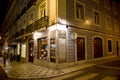 Typical building in Lisbon with old tiles in night