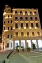 Typical building in Old Havana at night