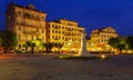 Typical buildings at night, Corfu city, Greece