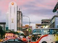 A typical busy street in the center of downtown Tapei Royalty Free Stock Photo