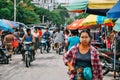 A typical busy street in Mandalay.