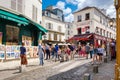 Typical cafes and art galleries in Montmartre, Paris Royalty Free Stock Photo