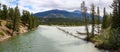 Typical Canada: Beautiful canadian landscape - River leads through beautiful mountain scenery