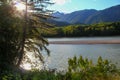 Typical Canada: River leads through beautiful mountain scenery