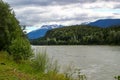 Typical Canada: River leads through beautiful mountain scenery