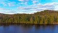 Typical Canadian landscape a lake surrounded by pine trees