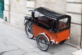 Typical cargo bike bicycle wooden basket modern fashion urban transportation