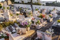 Typical Catholic cemetery with the graves decorated