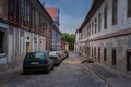 Typical central european and eastern european street in Petrovaradin, Serbia, next to novi sad, in a residential vintage area with