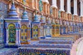 The typical ceramic and colourful benches of the famous Spanish square plaza de Espana in Seville.
