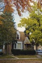 Typical Chicago house in autumn scenery Royalty Free Stock Photo