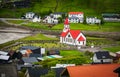 Typical church in Faroe Islands in the middle of the village
