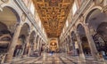 Typical church interior the long hallway. Basilica of Santa Maria in Ara Coeli