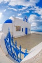 Typical church on Santorini island in Greece