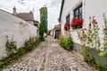 Typical cobbled street of charming little town Szentendre. Royalty Free Stock Photo