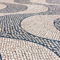 Typical cobblestone pavement iin Lisbon, Portugal