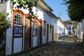 Typical house facades with colorful doors and windows in historic town Paraty, Brazil, Unesco World Heritage Royalty Free Stock Photo