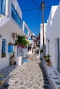 Typical coblestone street in the Cyclades Royalty Free Stock Photo