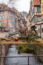The typical Colmar Christmas market in the old city center. G. Minner Royalty Free Stock Photo