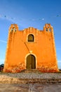 Typical colonial church in rural Mexican village Santa Elena