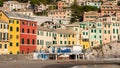Typical colored houses in the seafront of Bogliasco, near Genoa