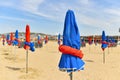 The typical colored umbrellas on a beach Royalty Free Stock Photo