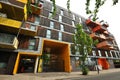 Typical colorful block of flats in the Hackney district in east London, England, United Kingdom