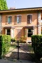 Typical colorful bourgeois houses in Vichy France