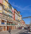 The typical colorful buildings of the Ribeira District