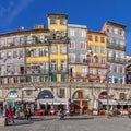 The typical colorful buildings of the Ribeira District