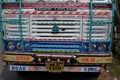 Typical, colorful, decorated truck in Kumrokhali, India