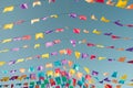 Colorful flags used for decoration at the June Festivals aka festas de Sao Joao, popular festivities in Brazil Royalty Free Stock Photo