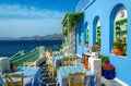 Typical colorful Greek restaurant, Kalymnos, Dodecanese Islands, Greece