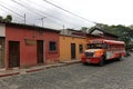 Typical colorful guatemalan chicken bus in Antigua, Guatemala Royalty Free Stock Photo