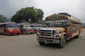 Typical colorful guatemalan chicken bus in Antigua, Guatemala Royalty Free Stock Photo