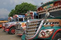 Typical colorful guatemalan chicken bus in Antigua, Guatemala Royalty Free Stock Photo