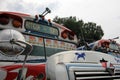 Typical colorful guatemalan chicken bus in Antigua, Guatemala Royalty Free Stock Photo