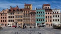 Typical colorful historical buildings in old market square, Warsaw, Poland