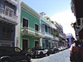 Typical colorful houses and a narrow street in old town san juan Puerto Rico Royalty Free Stock Photo