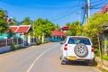 Typical colorful roads streets cityscape of town Luang Prabang Laos