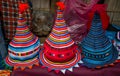 Typical colorful thai hats on sale at the market