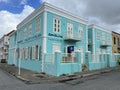 Typical colourful buildings with pastel-colored colonial architecture in Willemsted Curacao