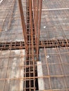 Typical column beam junction at mid span of a slab in Building work Royalty Free Stock Photo