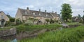 Typical Cotswold cottages on the River Eye, Lower Slaughter, Gloucestershire, Cotswolds, England, UK Royalty Free Stock Photo