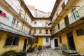 Typical courtyard in the old district of Lviv .