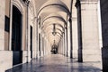 typical covered walkway, the portico of placa do comercio, lisbon Royalty Free Stock Photo