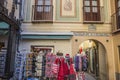 Typical craft shop in Alcaiceria, close to cathedral, historic