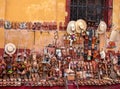 Typical craft street sale huaraches hat mexican traditional leather