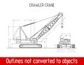 Typical crawler crane overall dimensions outline blueprint template